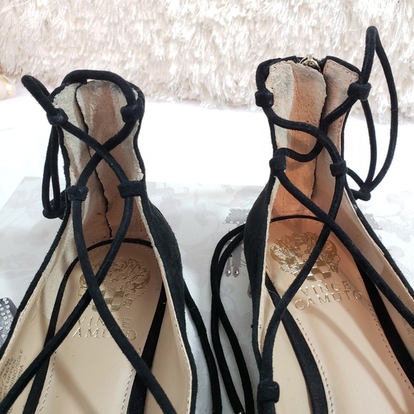 Vince Camuto Leather Pointed Lace Up Flats - Picture 5 of 8